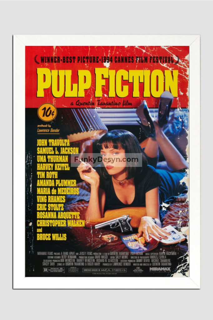 Pulp Fiction - 1994 11.7X16.54 Inches/ White Framed Poster Decor