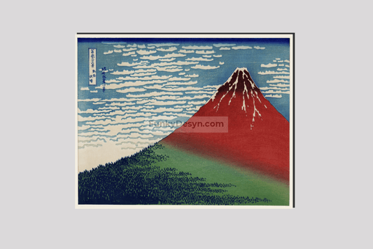 Katsushika Hokusai's Fine Wind, Clear Morning (1760-1849), a famous traditional Japanese Ukyio-e style illustration of Mount Fuji