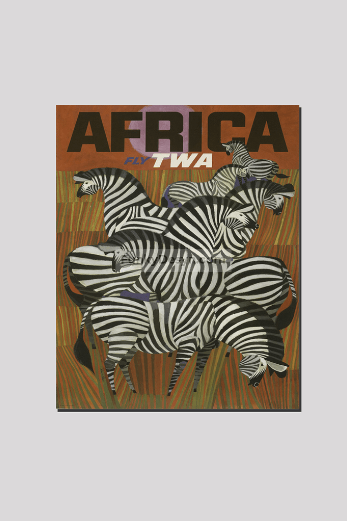Africa Vintage Travel Poster 16X20 Inches/ Wrapped Canvas Decor
