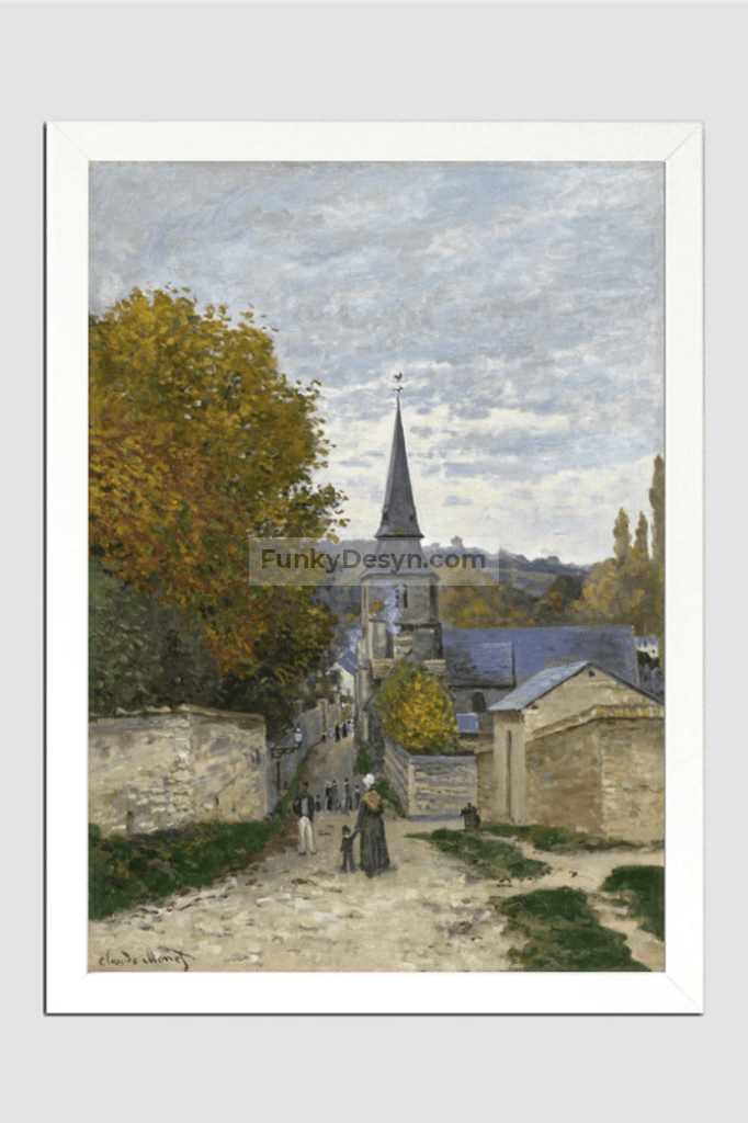 Monets Street In Sainte-Adresse (1867) 11.7X16.54 Inches/ White Framed Poster