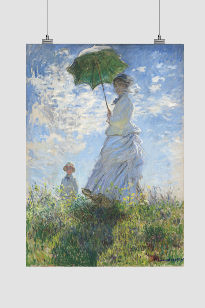 Claude Monet's Madame Monet and Her Son (1875), woman with a Parasol.