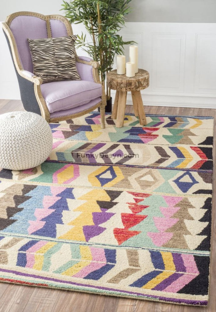 Hand-Tufted Tikal Geometric Rug, Multi
