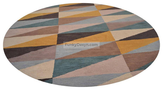 Hand Tufted Wool Geometric Round Multicolor