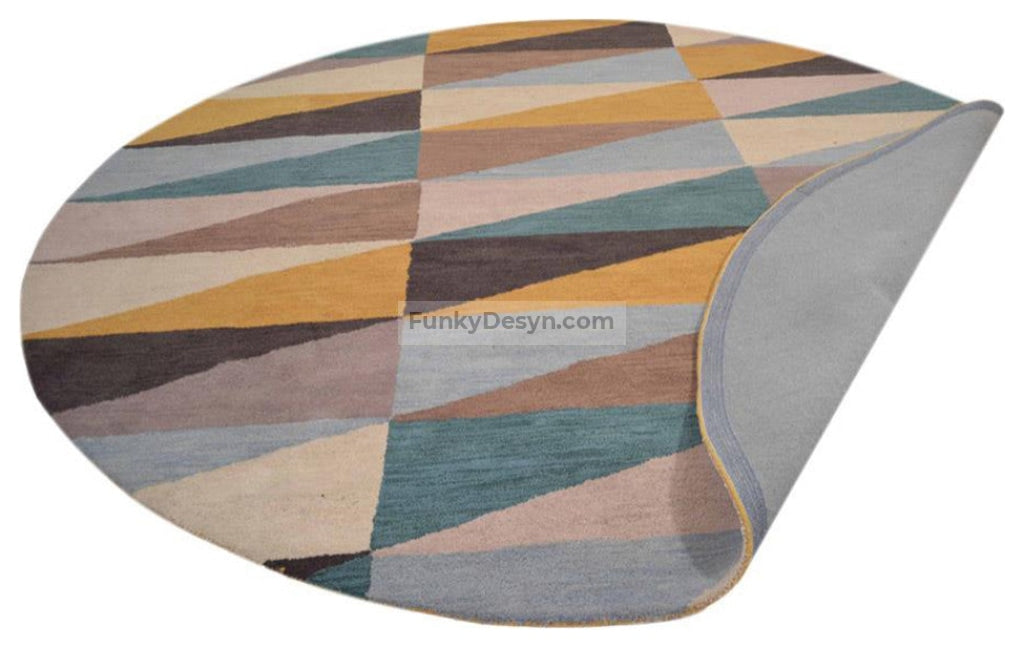 Hand Tufted Wool Geometric Round Multicolor