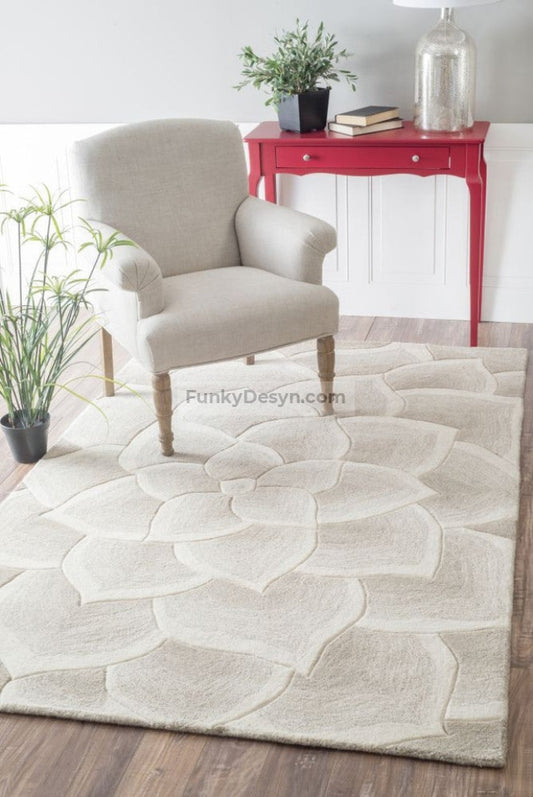 Hand-Tufted Floral Transitions Area Rug, Ivory