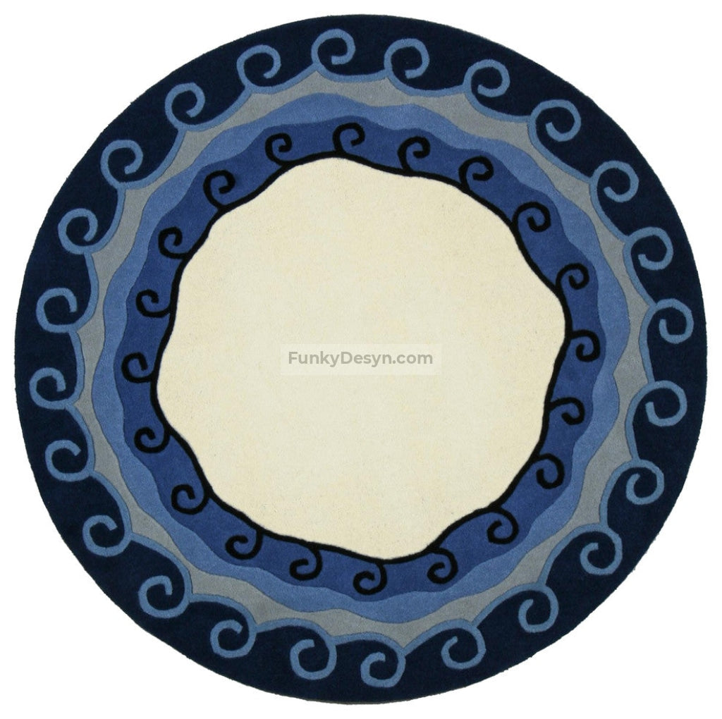 Blue Structure Malibu Round Rug