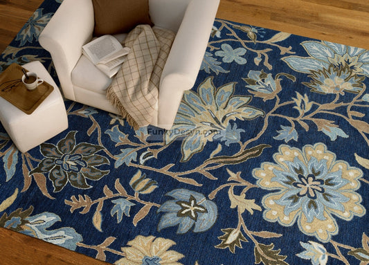 Floral Rug, Blue