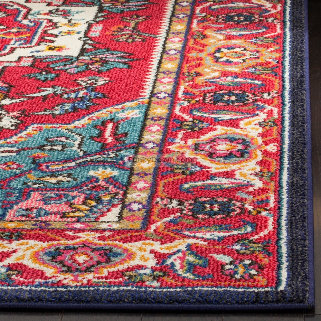 Monaco  Rug, Red/Turquoise