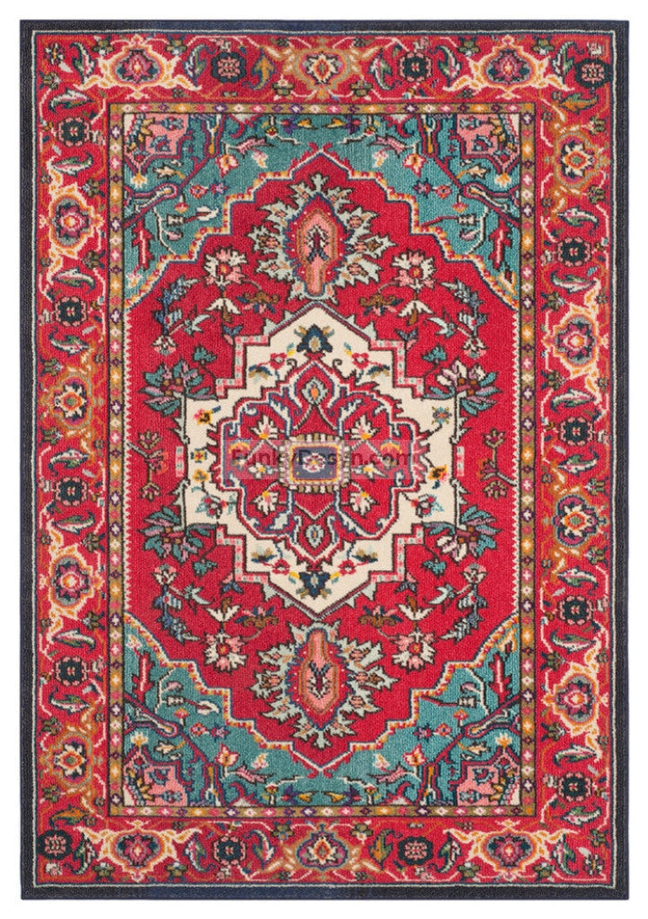 Monaco  Rug, Red/Turquoise