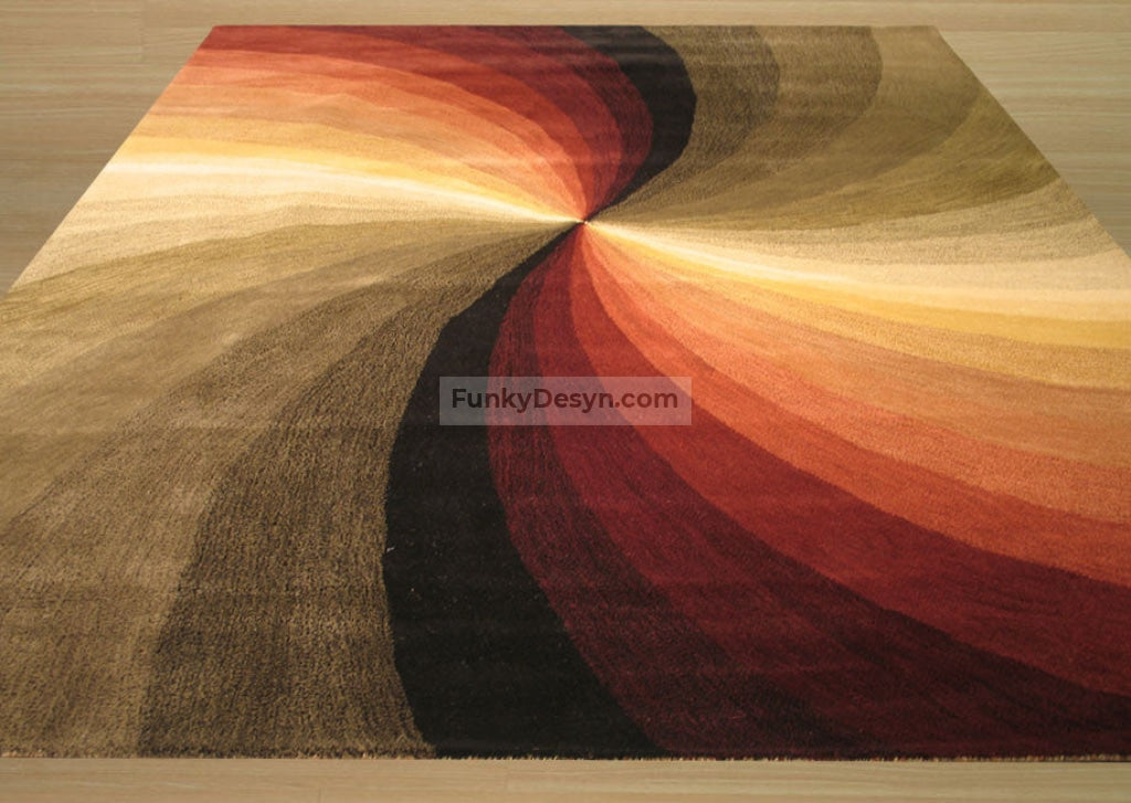 Hand-tufted Wool Multicolored Contemporary Abstract Swirl Rug