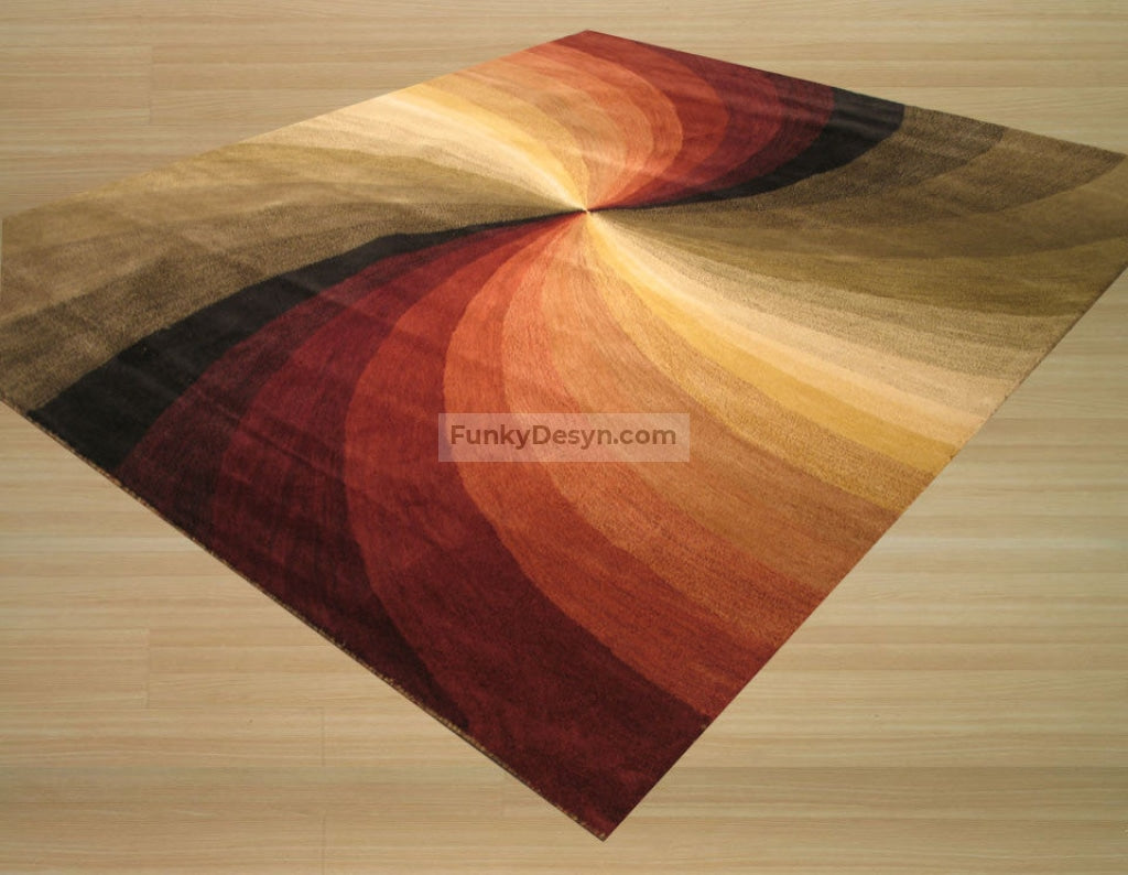 Hand-tufted Wool Multicolored Contemporary Abstract Swirl Rug