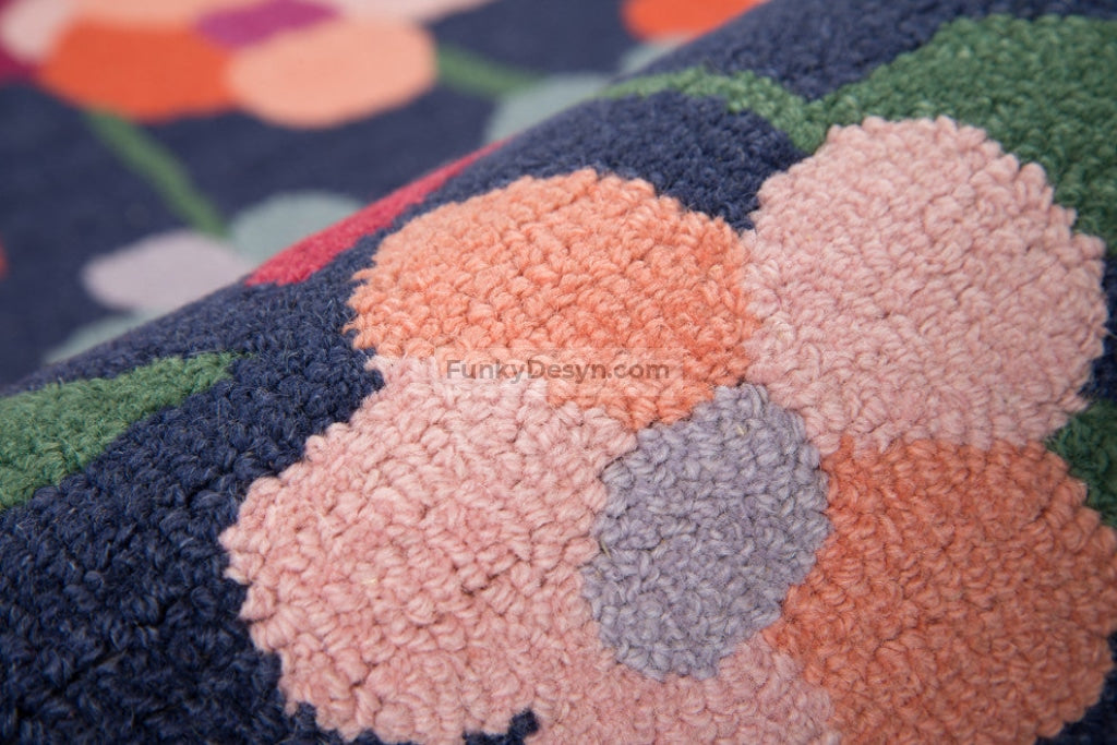 Newport Navy Rug, Flowers