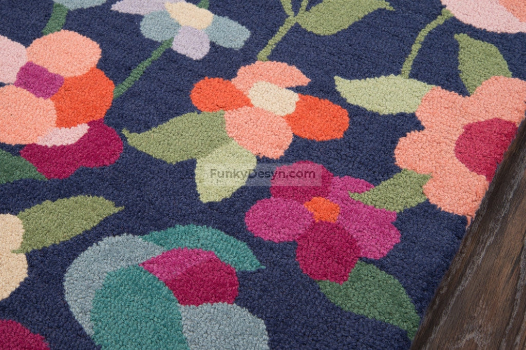 Newport Navy Rug, Flowers