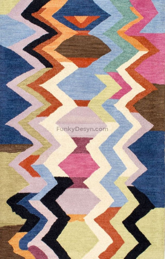 Hand-Tufted Tikal Striped Chevron Rug, Multi
