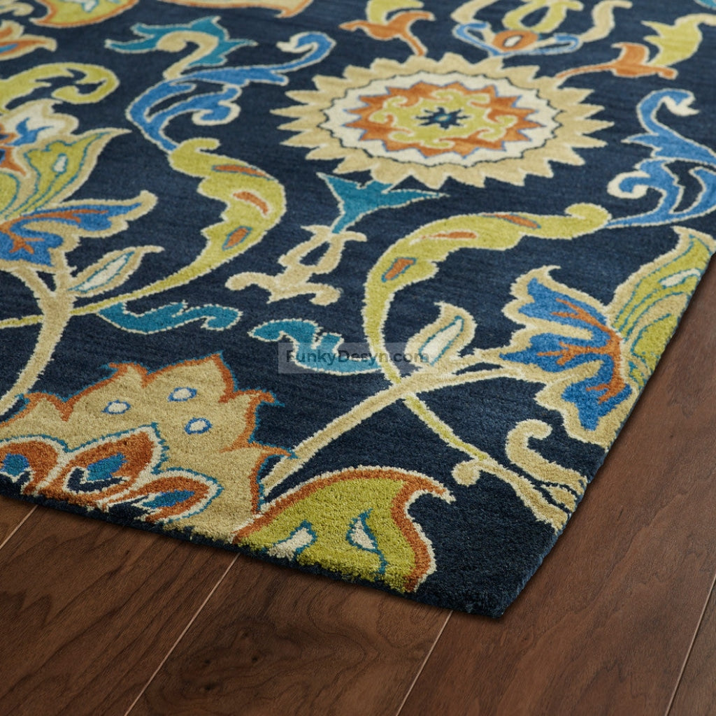 Hand-Tufted Taj Navy Wool Rug