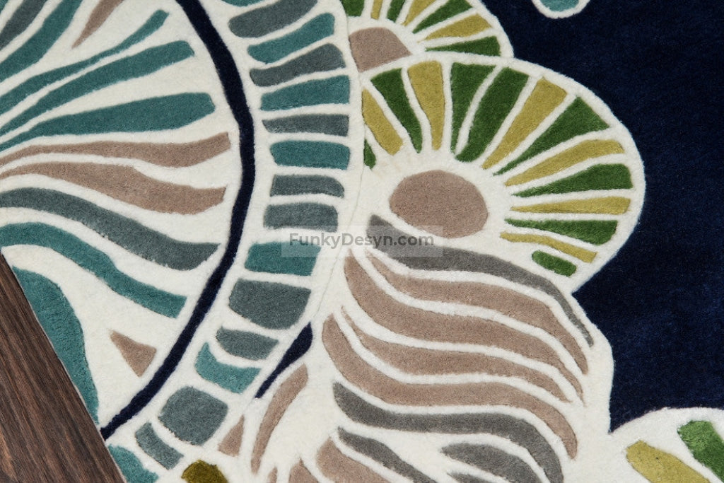 New Wave Navy Rug, Floral