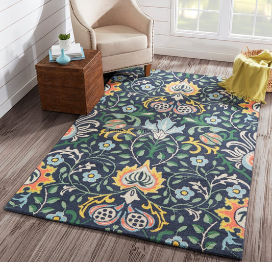 New Zealand Wool Hand Tufted Navy Area Rug
