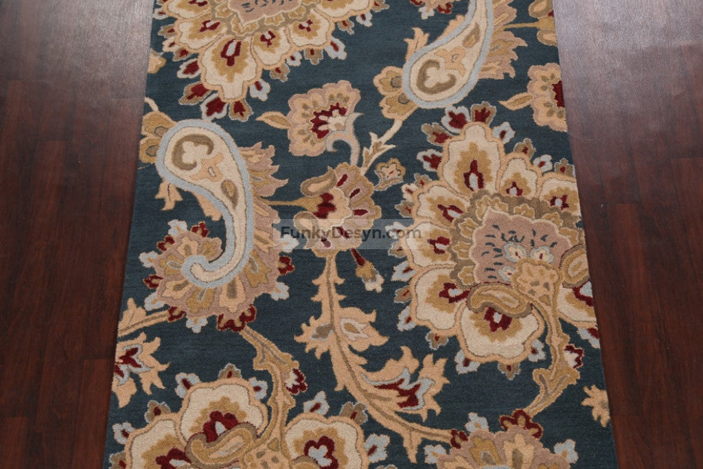 Paisley Floral Oriental Wool Area Rug Hand-tufted Foyer Carpet