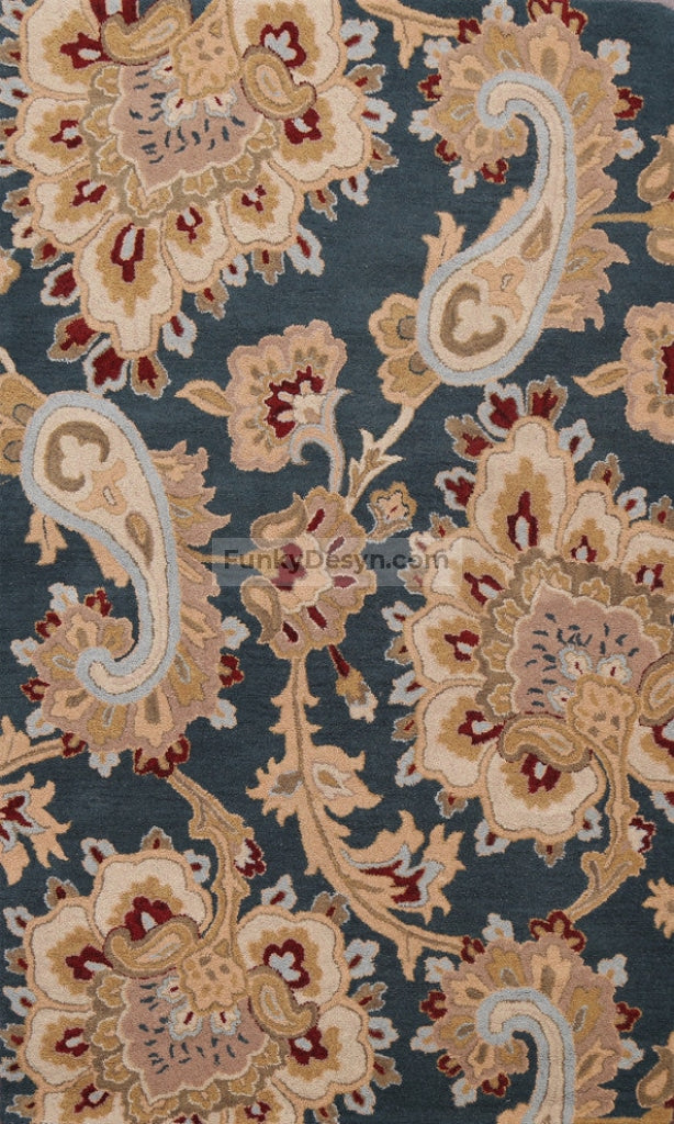 Paisley Floral Oriental Wool Area Rug Hand-tufted Foyer Carpet