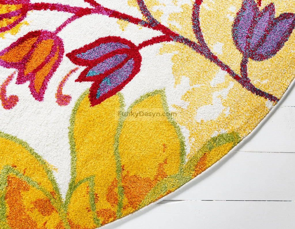 Round Floral Area Rug