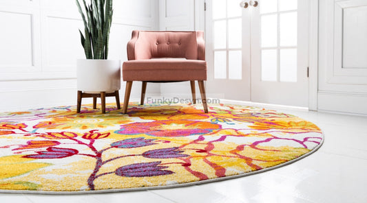 Round Floral Area Rug