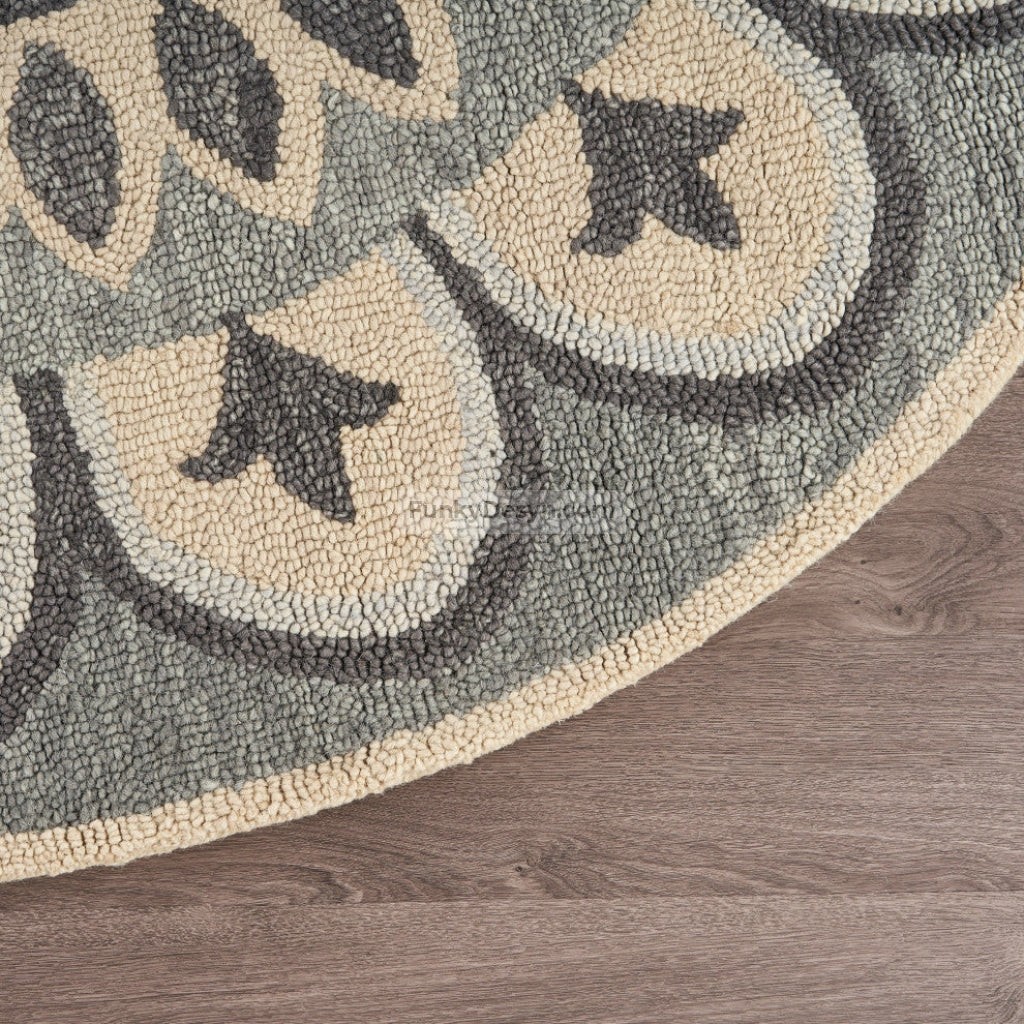 Modern Bloomed Mandala Area Rug ,Round