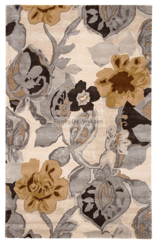 Petal Pusher Handmade Floral Multicolor/White Area Rug