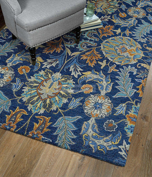 Blue Hand-Tufted Rug
