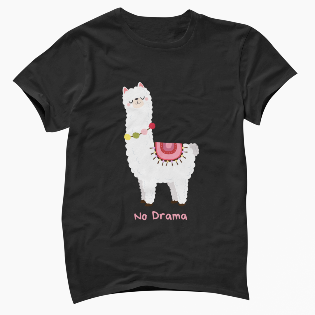 Black Cute Lama Black  Unisex T-Shirt