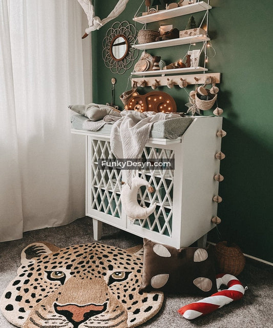 Leopard Head Hand Tufted Rug