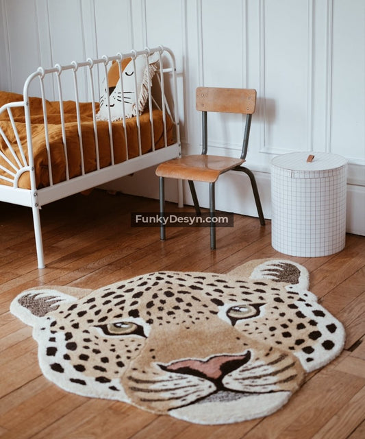 Leopard Head Hand Tufted Rug