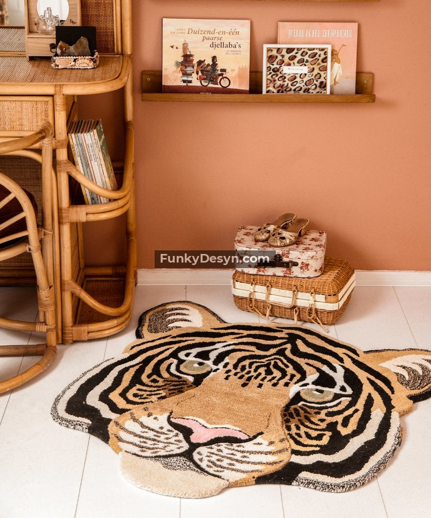 Tiger Head Hand Tufted Rug
