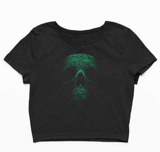 Green Binary Skull Woman's Crop Top